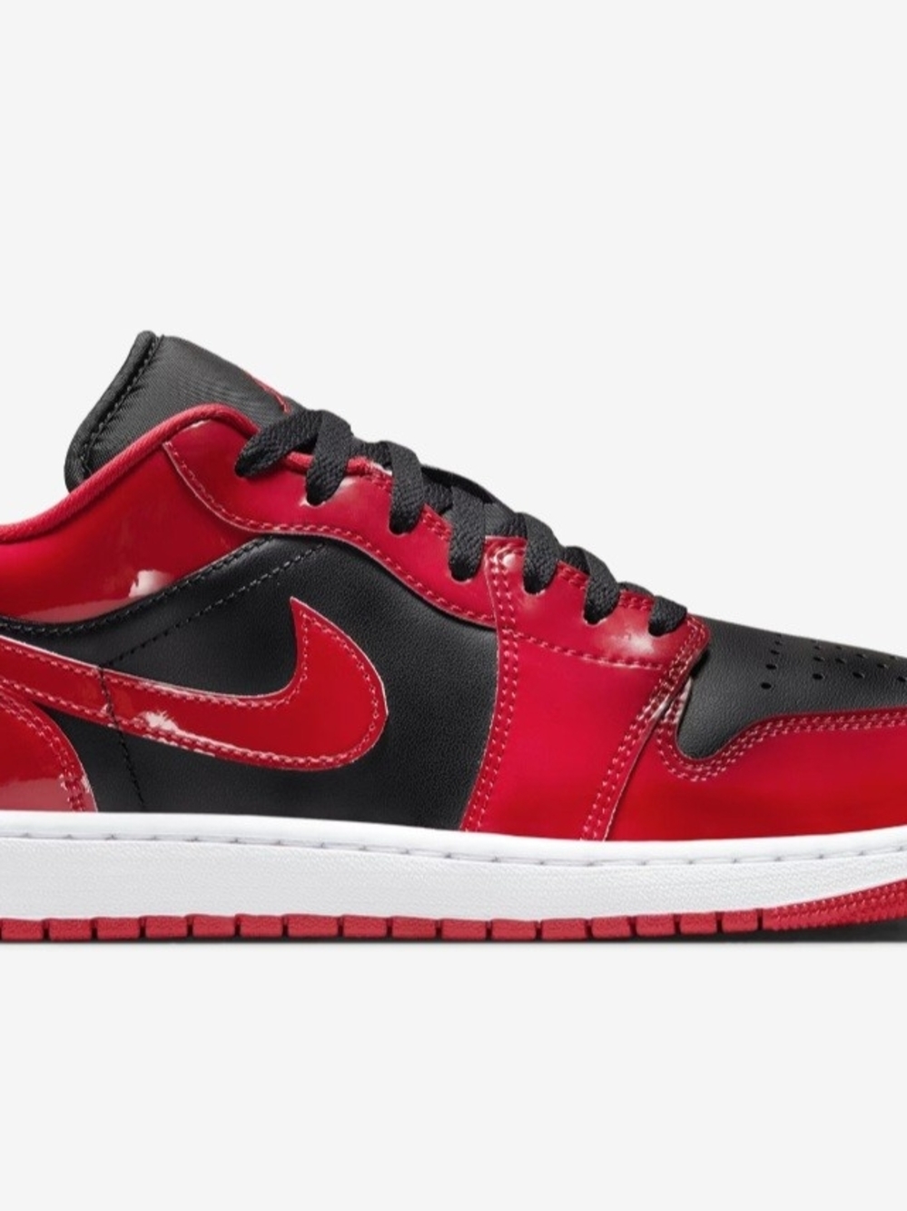 Nike Jordan Low-Top Sneakers in Patent Leather Red and Black